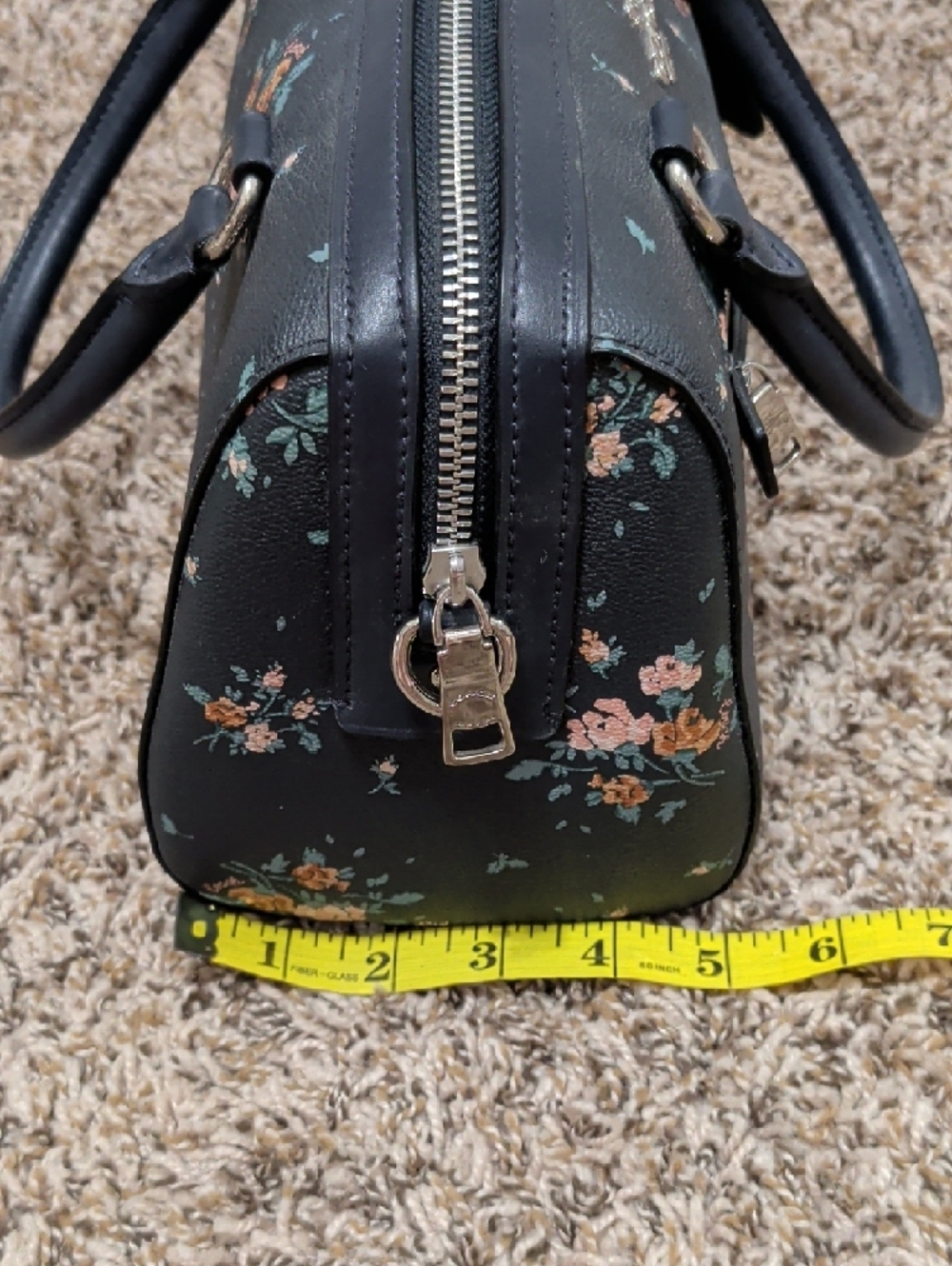 Coach Rowan mightnight navy rose bouquet floral dome satchel bag - Picture 13 of 13